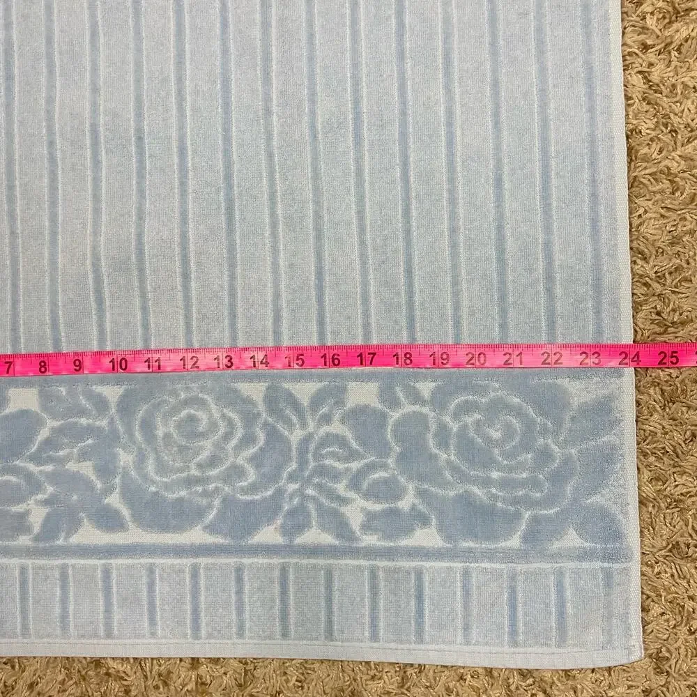 Vintage Mid Century St. Mary's | Blue Sculpted Floral Cotton Bath Hair Towel Set